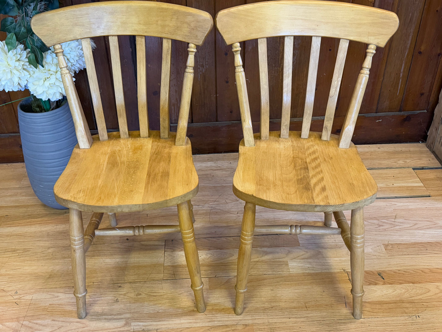 Set Of 4 Slat Back Farmhouse Dining Chairs by CPW \Beech and Pine Kitchen Chairs