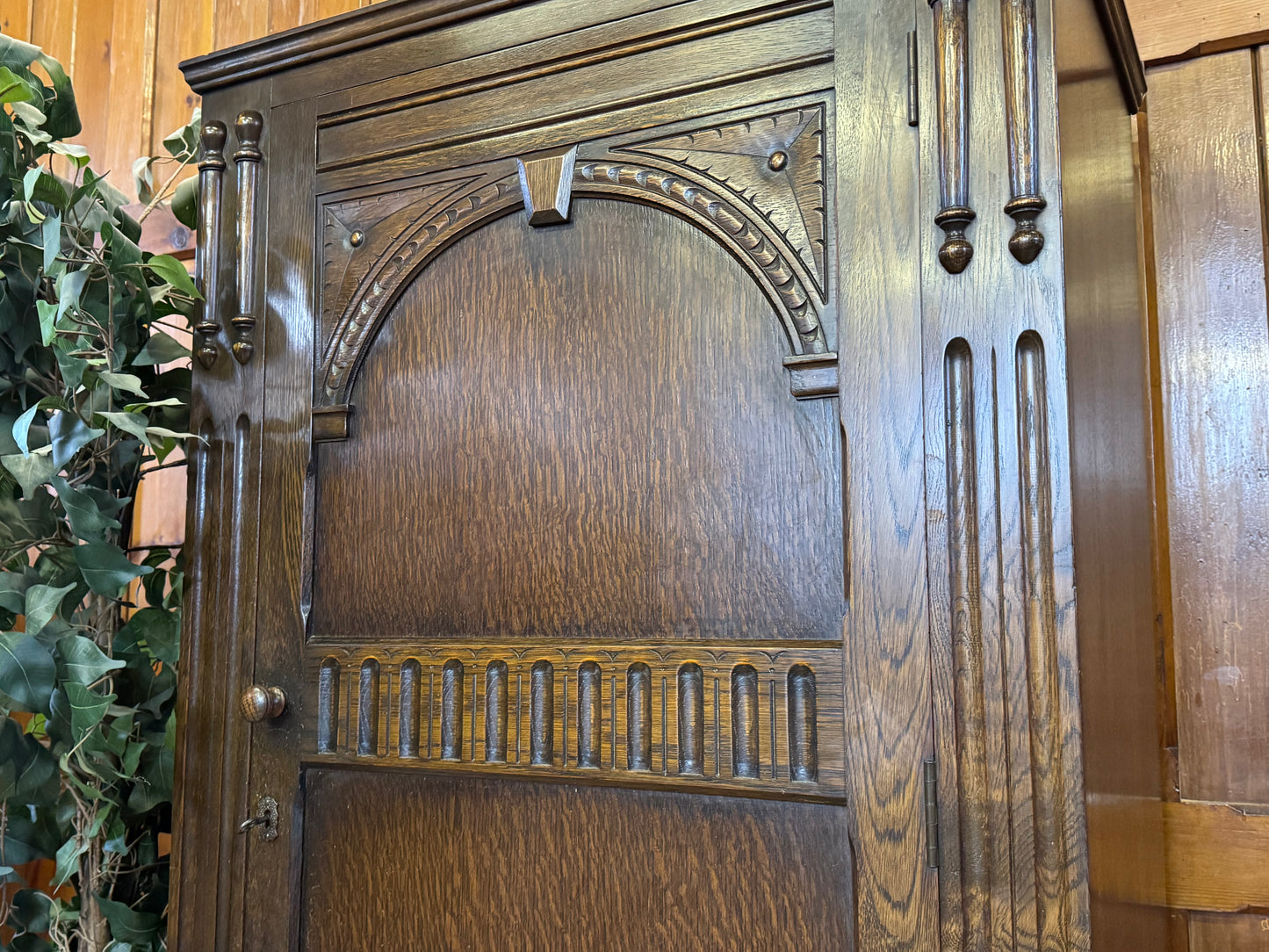 Vintage Oak Compact Wardrobe \ Small Gentlemen’s Closet \ Storage Cupboard