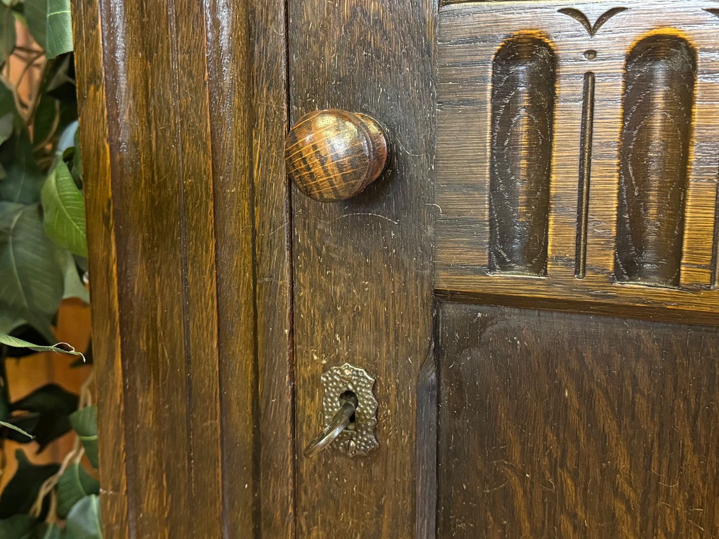 Vintage Oak Compact Wardrobe \ Small Gentlemen’s Closet \ Storage Cupboard