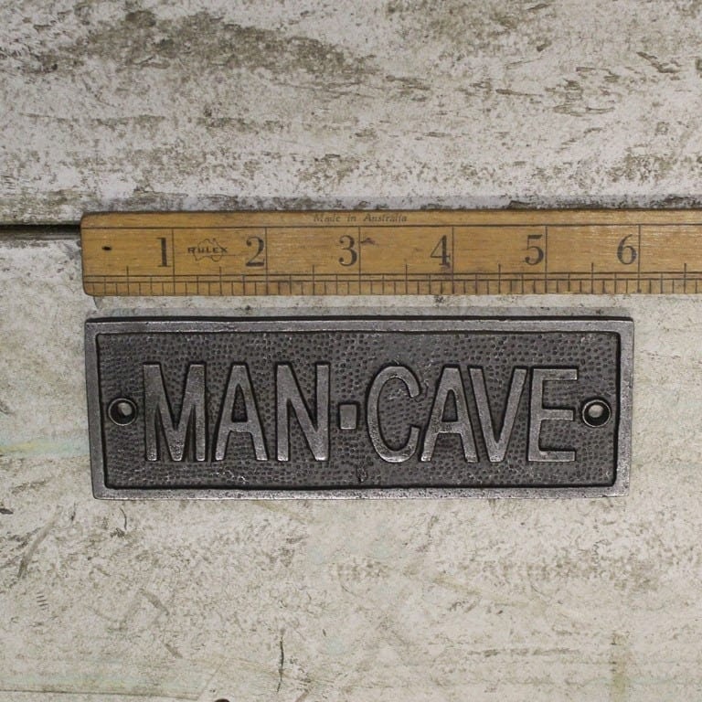 MAN CAVE Cast Iron Room Door Plaque, Wall Sign, Vintage, Rustic, Industrial, Retro