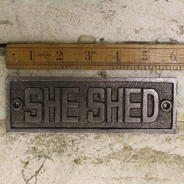 SHE SHED, Cast Iron Room Door Plaque, Wall Sign, vintage, retro, Industrial, rustic