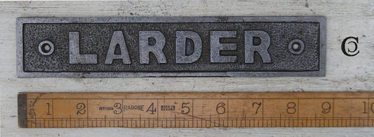 LARDER Cast Iron Room Door Plaque,  SIGN, vintage, rustic, retro, Industrial