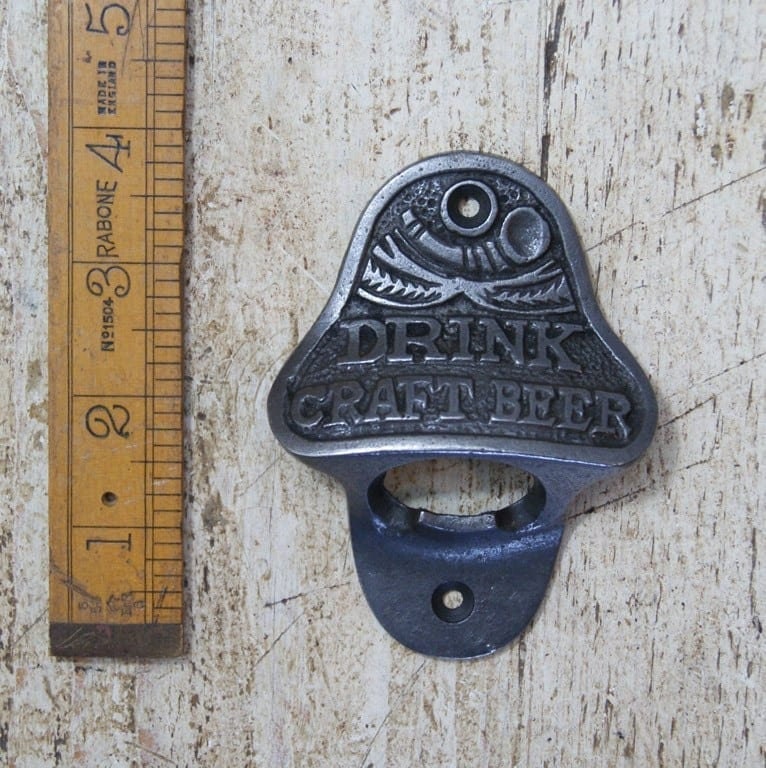 DRINK CRAFT BEER \ Cast Iron Wall Mounted Bottle Opener \ Vintage Style Home Bar