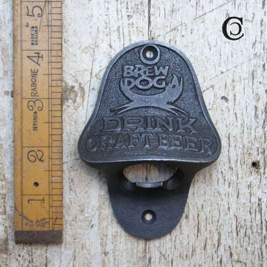 BREW DOG \ Cast Iron Wall Mounted Bottle Opener \ Vintage Style Home Bar