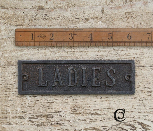 LADIES, Toilet Door Cast Iron Plaque, Wall Sign, Vintage, Rustic, Industrial, Retro