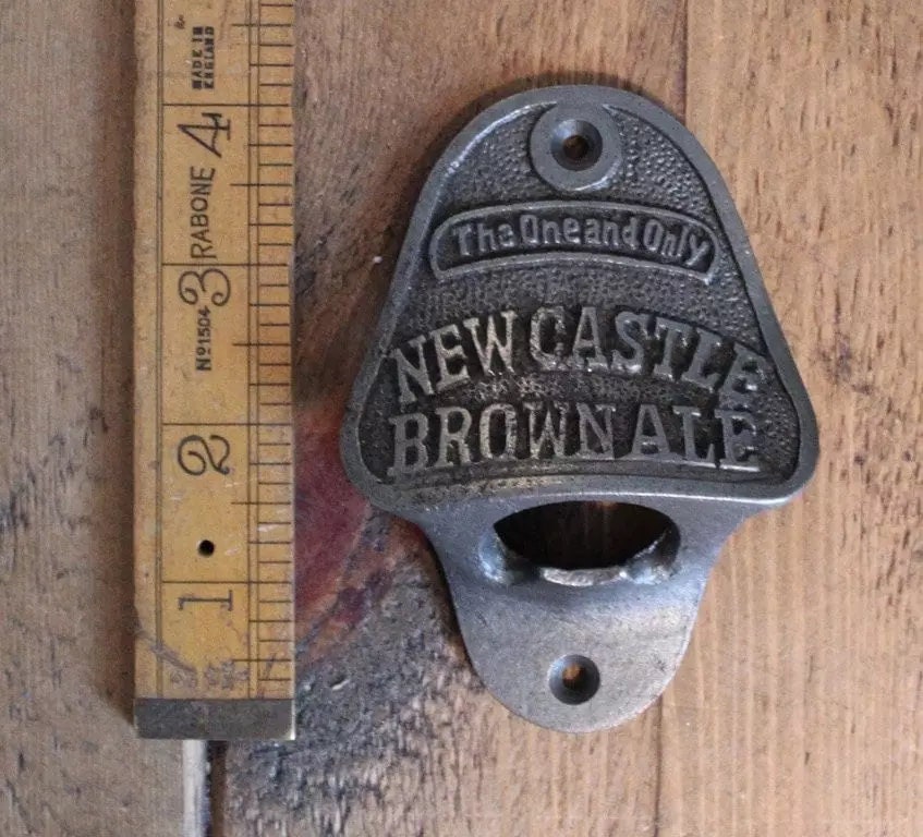 NEWCASTLE BROWN ALE \ Cast Iron Wall Mounted Bottle Opener \ Vintage Style Home Bar