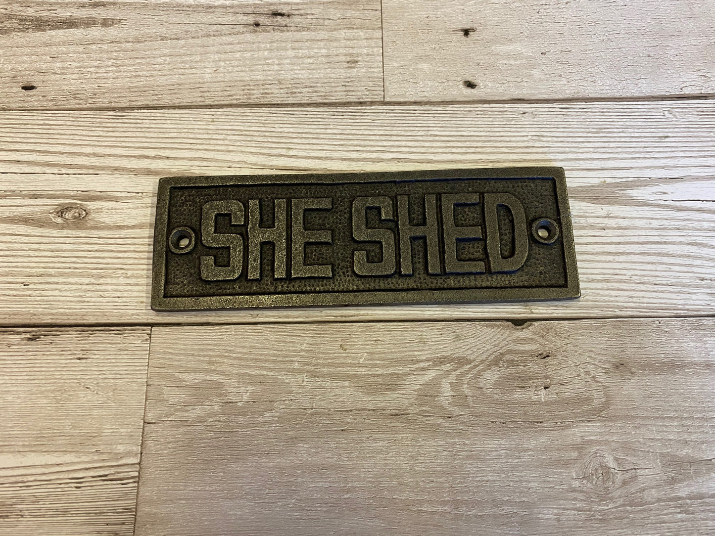 SHE SHED, Cast Iron Room Door Plaque, Wall Sign, vintage, retro, Industrial, rustic