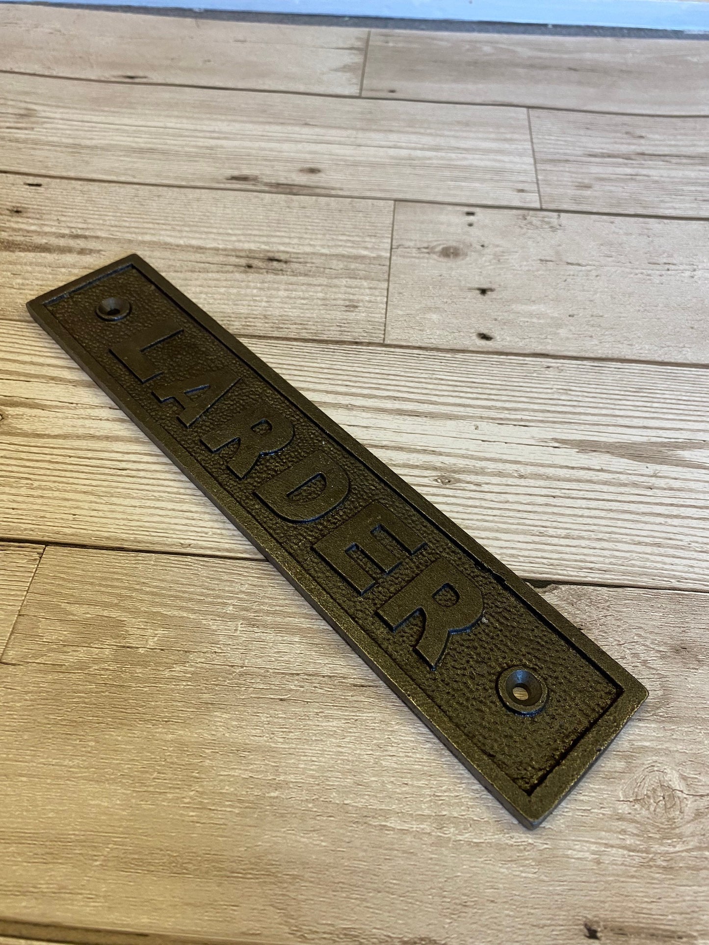 LARDER Cast Iron Room Door Plaque,  SIGN, vintage, rustic, retro, Industrial