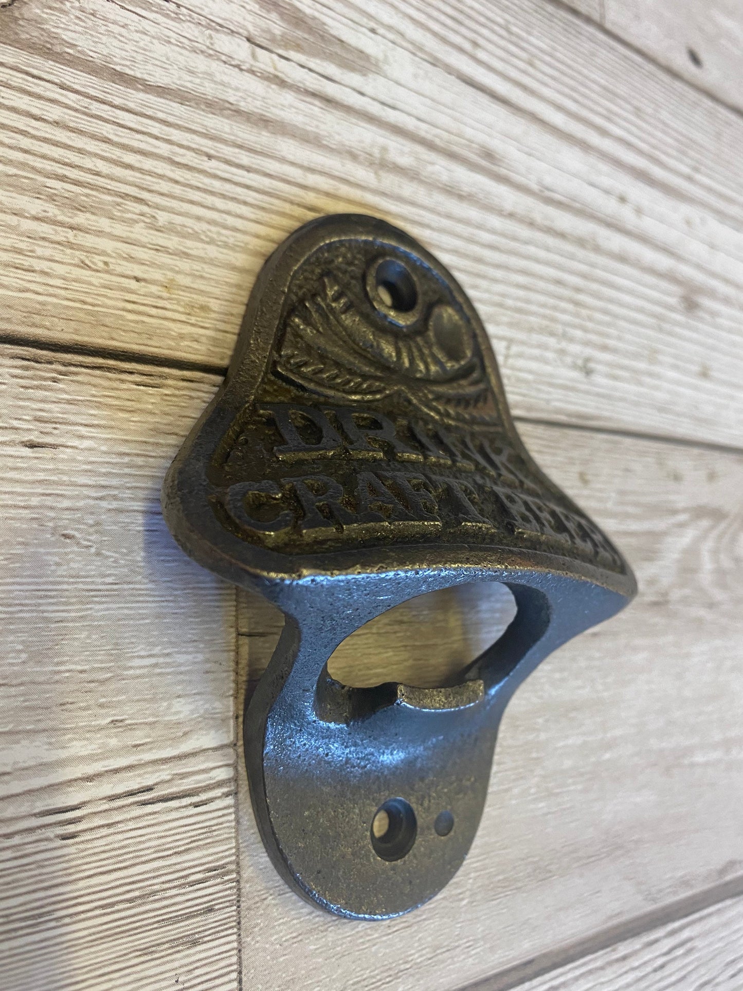 DRINK CRAFT BEER \ Cast Iron Wall Mounted Bottle Opener \ Vintage Style Home Bar