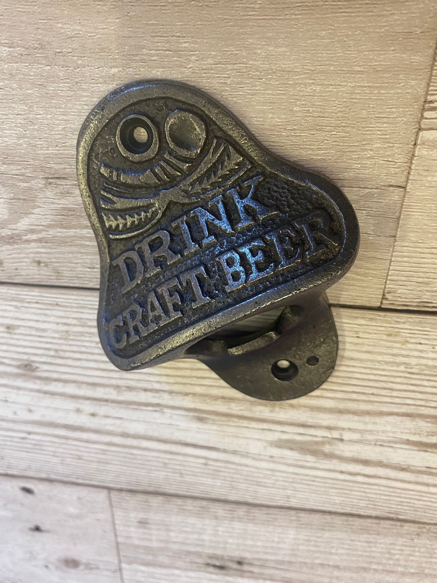 DRINK CRAFT BEER \ Cast Iron Wall Mounted Bottle Opener \ Vintage Style Home Bar