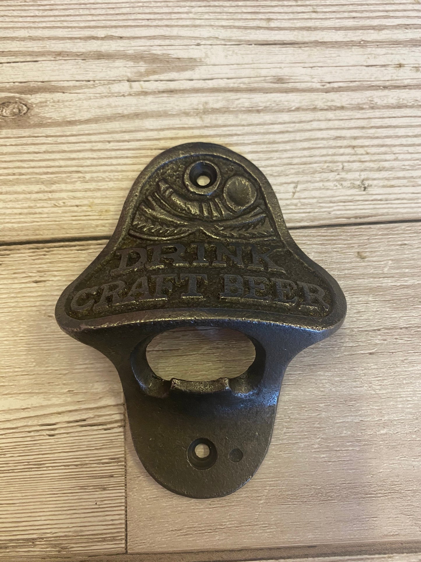 DRINK CRAFT BEER \ Cast Iron Wall Mounted Bottle Opener \ Vintage Style Home Bar