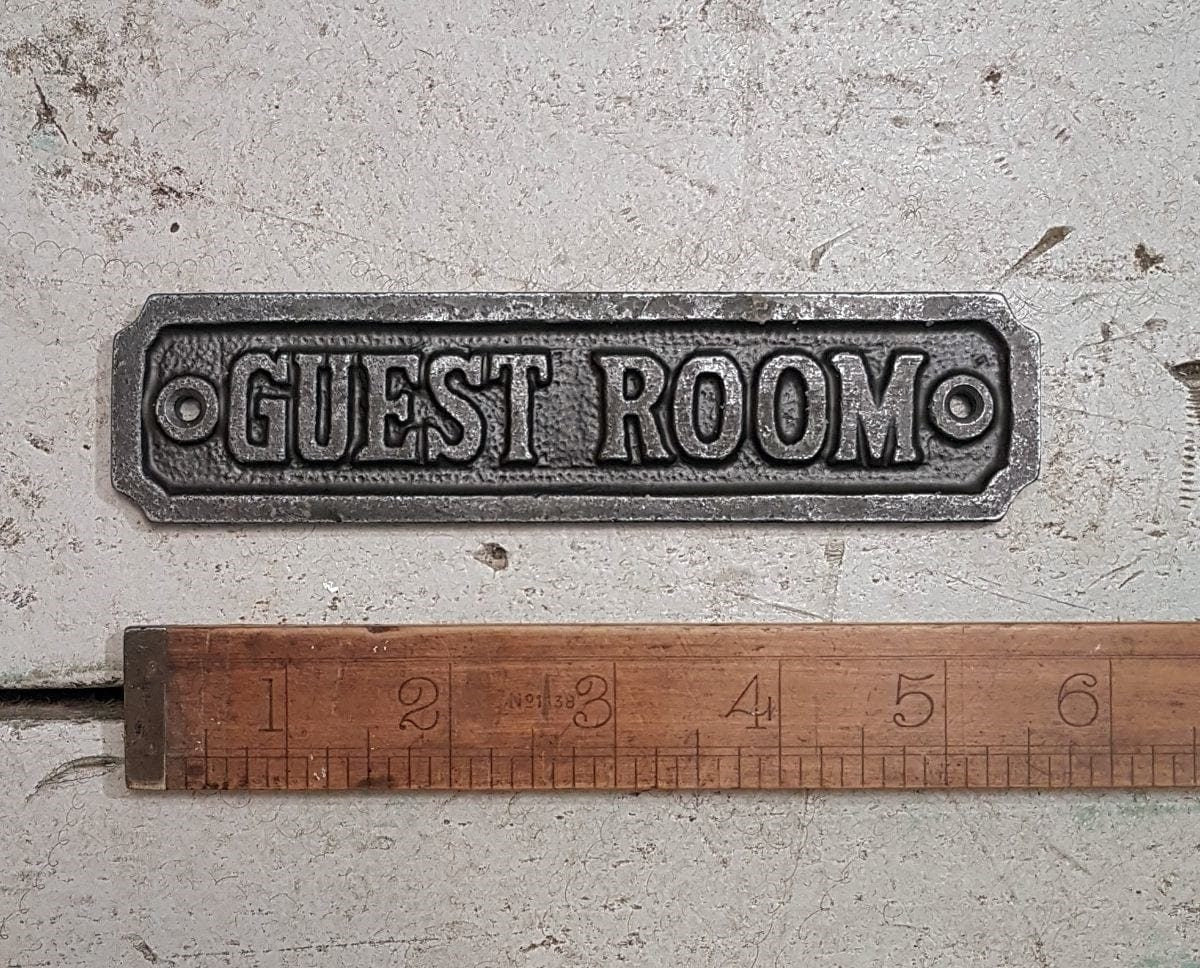 GUEST ROOM \ Cast Iron Rustic Industrial Style Heavy Plaque Sign \ Bedroom Guest House