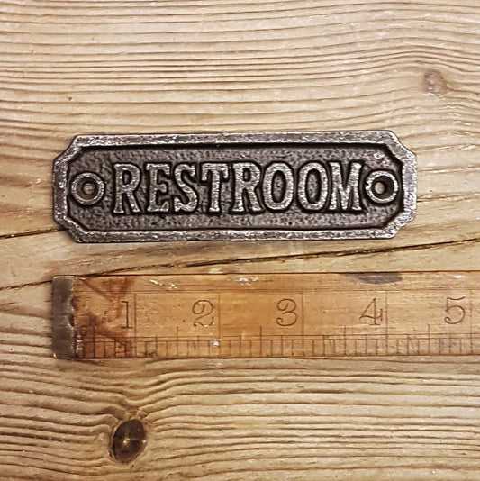 RESTROOM Cast Iron Room Door Plaque, Wall Sign, Rustic, Vintage Style, Industrial, Bathroom, Toilet