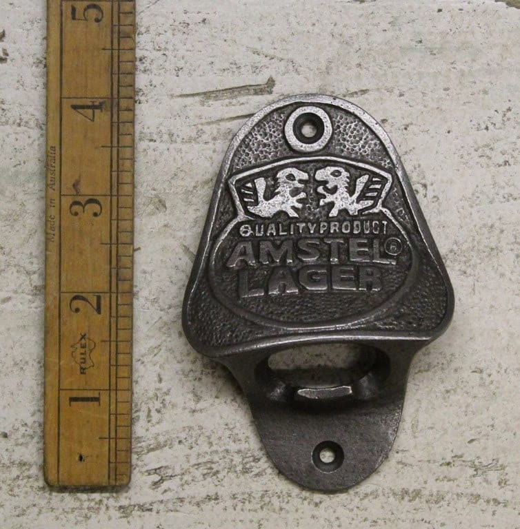 AMSTEL LAGER \ Cast Iron Wall Mounted Bottle Opener \ Vintage Style Home Bar