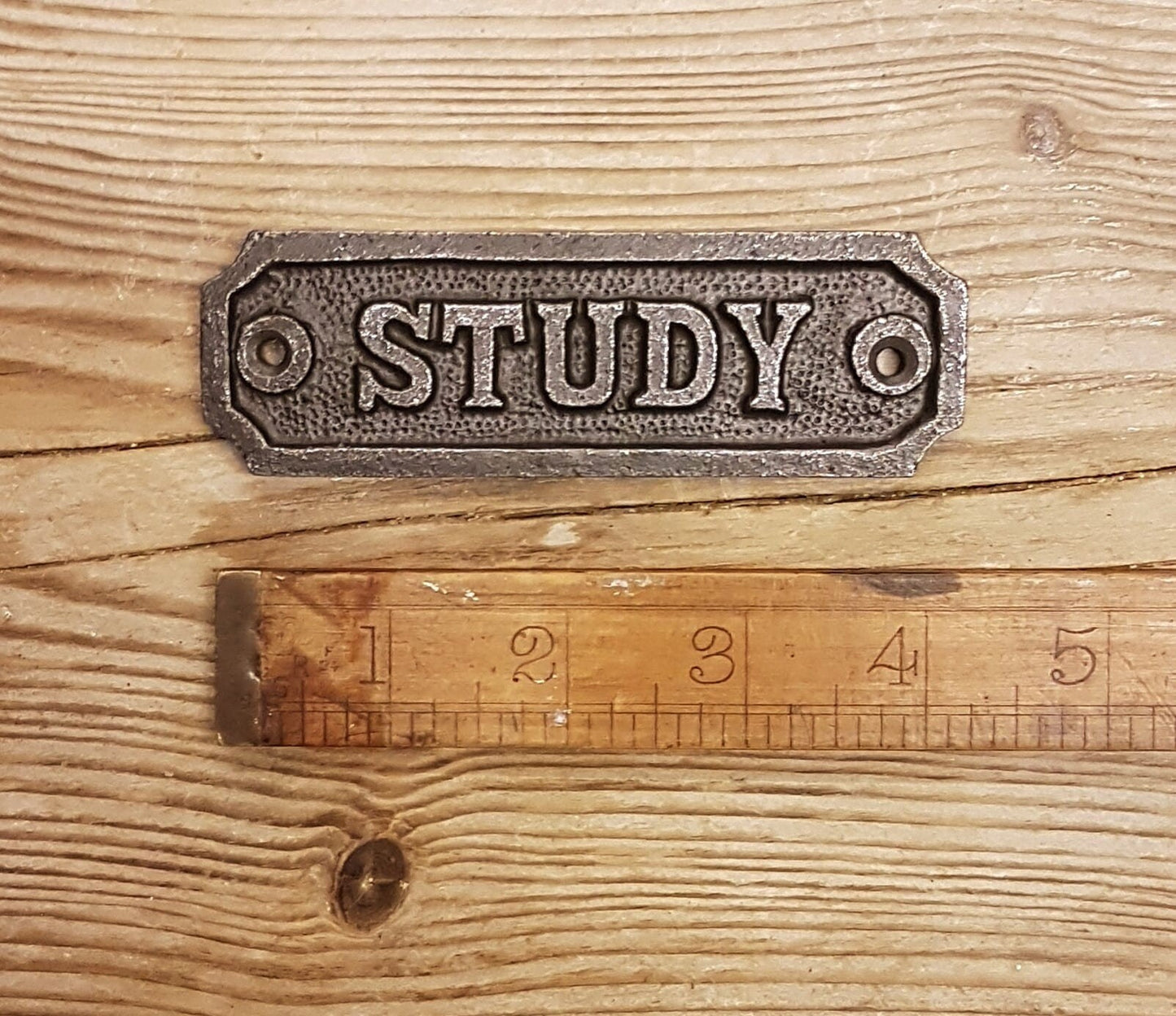 STUDY \ Cast Iron Rustic Industrial Style Heavy Plaque Sign \ Home Office \ Work From Home