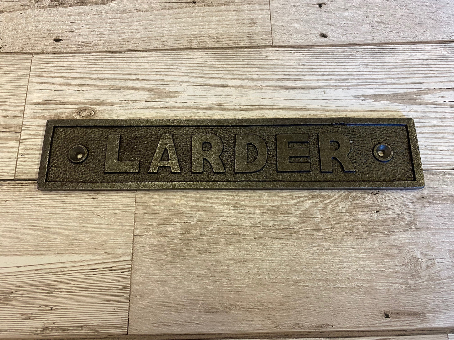 LARDER Cast Iron Room Door Plaque,  SIGN, vintage, rustic, retro, Industrial