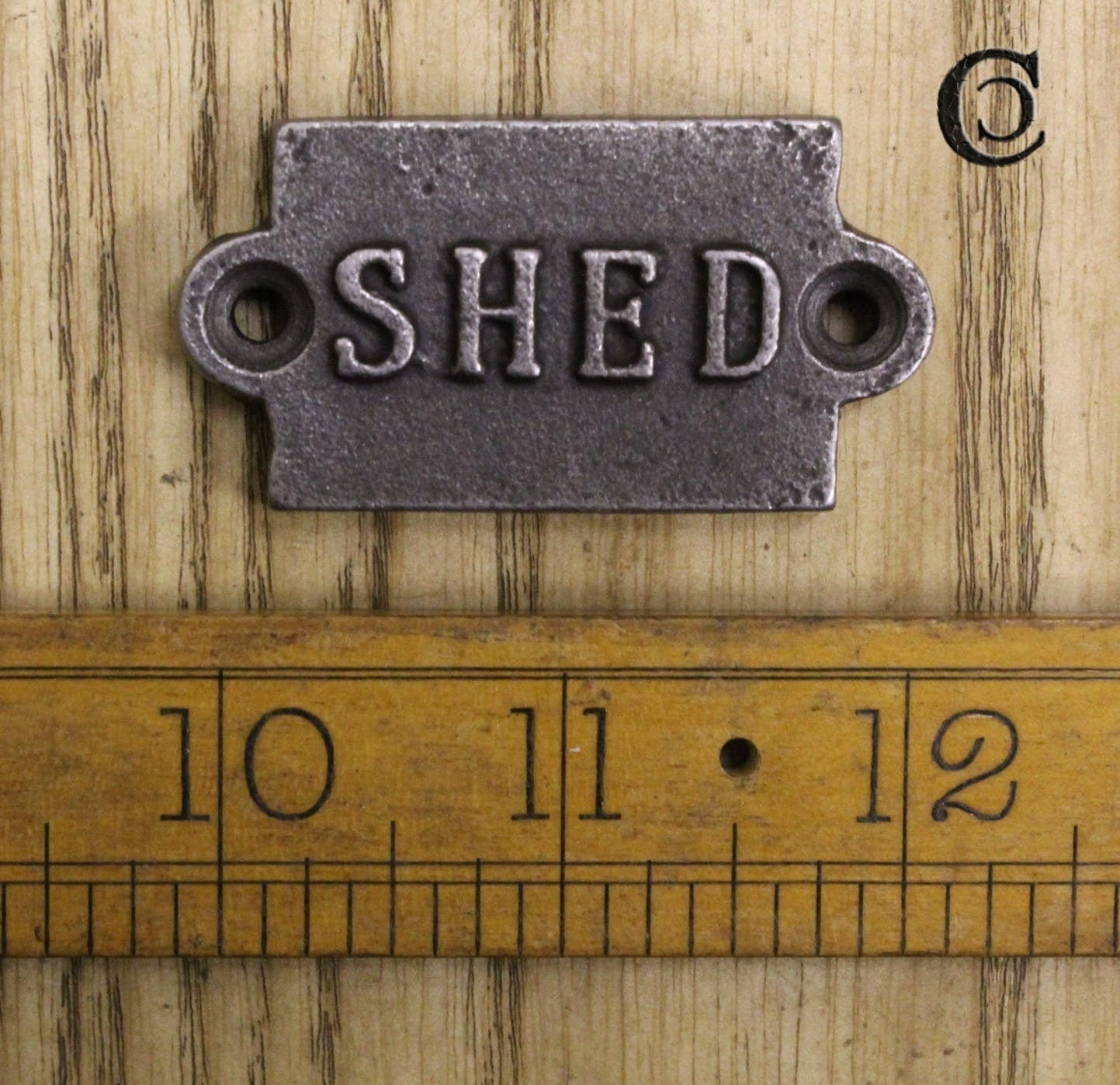 SHED \ SMALL Cast Iron Rustic Industrial Style Heavy Plaque \ Garden Toolshed Workshop Man Cave