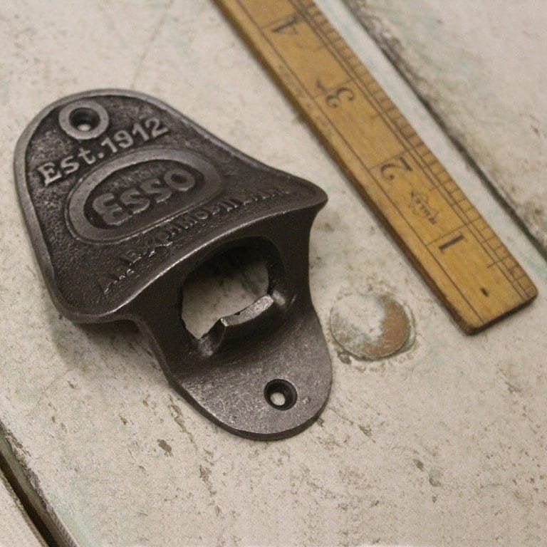 ESSO \ Cast Iron Wall Mounted Bottle Opener \ Vintage Style Home Bar Man Cave