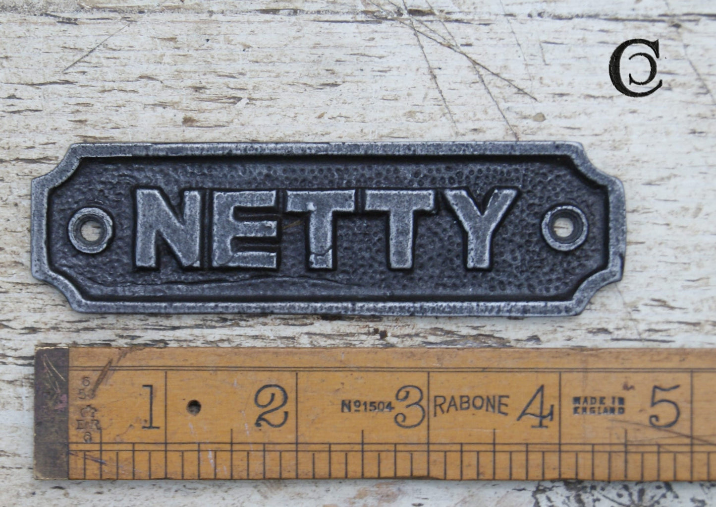 NETTY TOILET \ Cast Iron Rustic Metal Industrial Style Heavy Plaque Sign