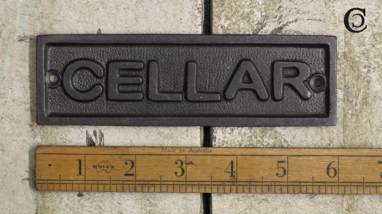 CELLAR \ Cast Iron Rustic Industrial Style Heavy Plaque Sign \ Beer Wine Pantry Basement