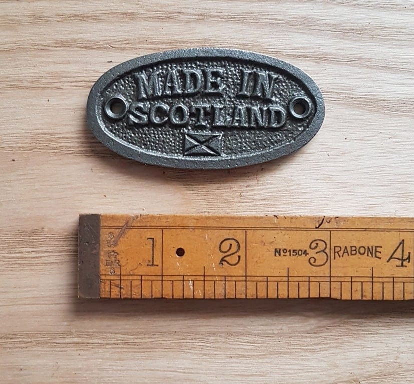 Small MADE IN SCOTLAND Cast Iron Room Door Plaque, Wall Sign, Rustic, Vintage Style, Industrial