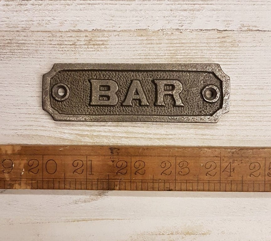 BAR \ Cast Iron Bar Plaque Sign for Garden & Home Bar \ Drinks Bar