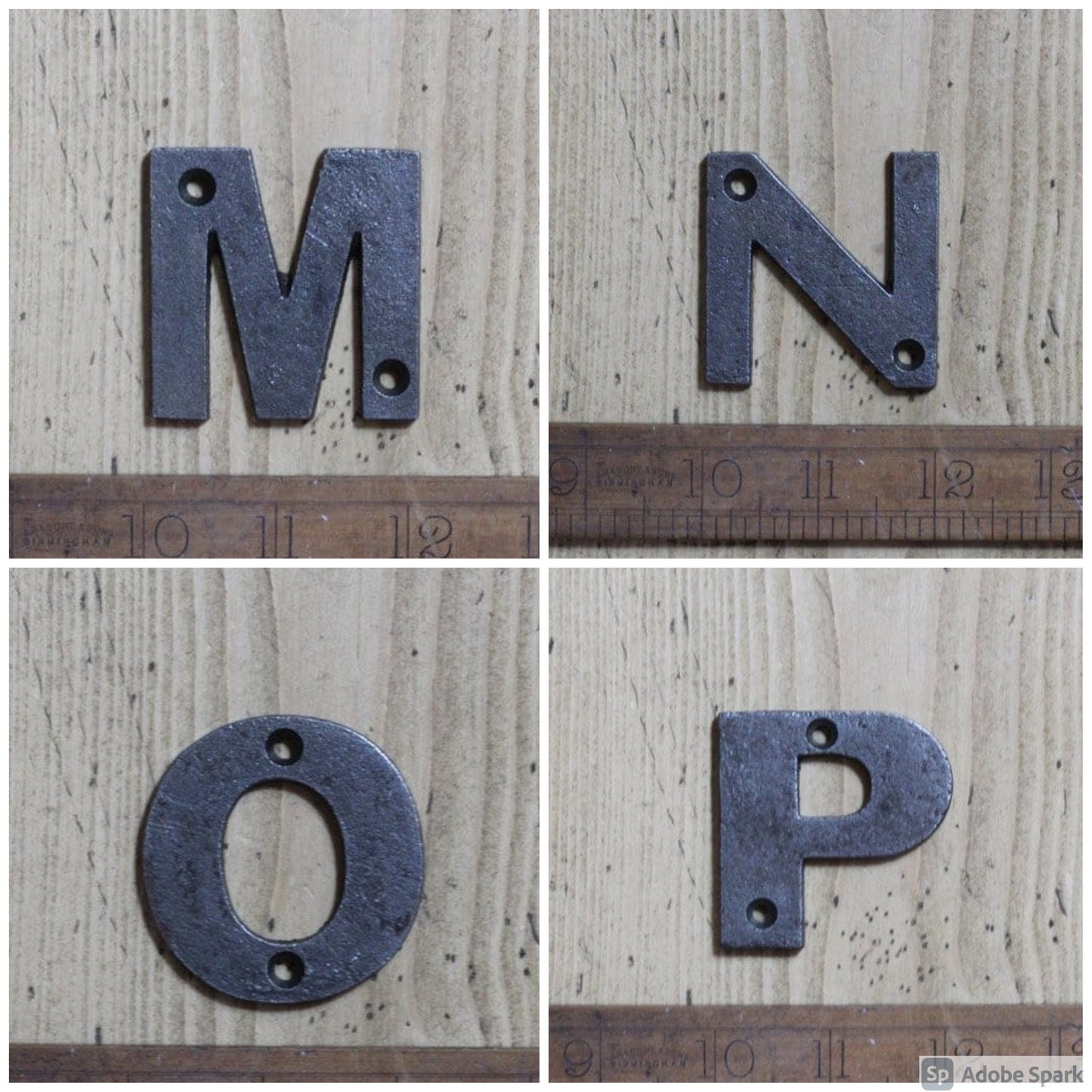 LETTERS & NUMBERS \ SMALL \ Cast Iron Rustic Metal Industrial Style Heavy Alphabet Plaque Sign \ House Number Name Lettering