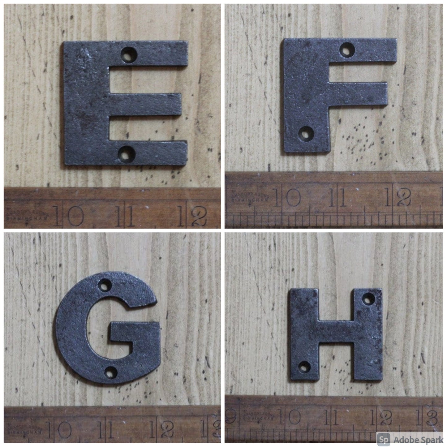 LETTERS & NUMBERS \ SMALL \ Cast Iron Rustic Metal Industrial Style Heavy Alphabet Plaque Sign \ House Number Name Lettering