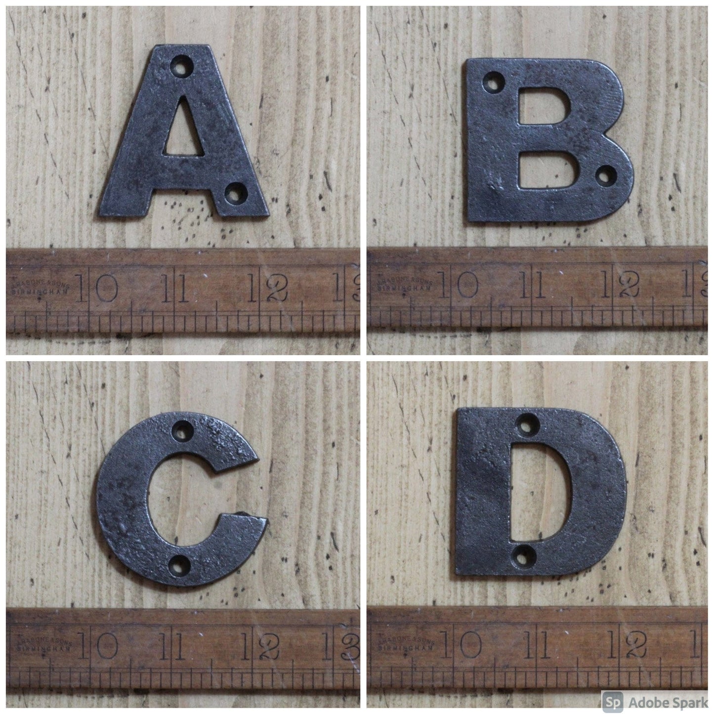 LETTERS & NUMBERS \ SMALL \ Cast Iron Rustic Metal Industrial Style Heavy Alphabet Plaque Sign \ House Number Name Lettering