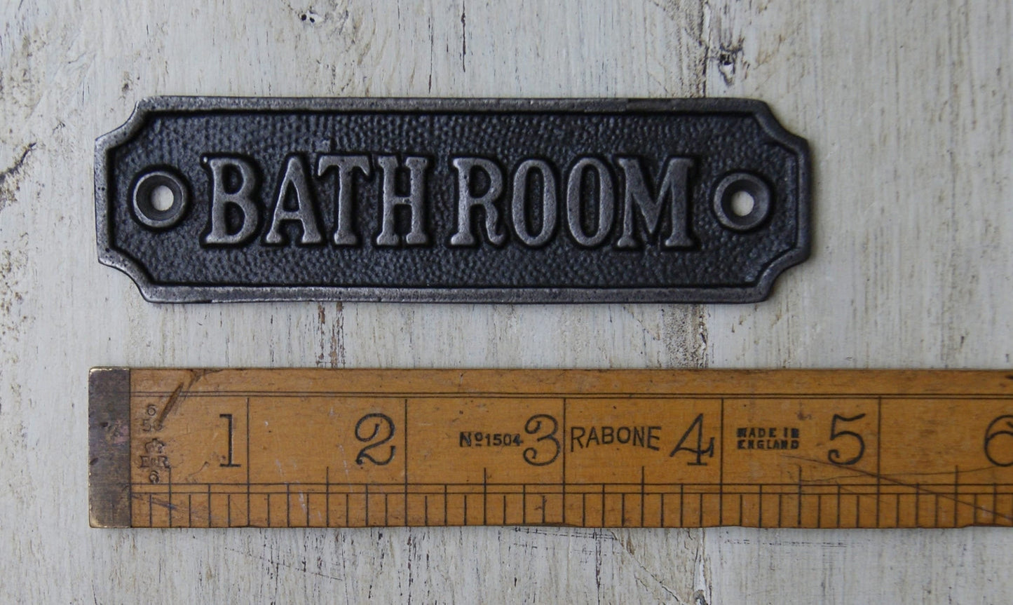 BATHROOM \ Cast Iron Rustic Metal Industrial Style Heavy Plaque Sign \ Loo Toilet