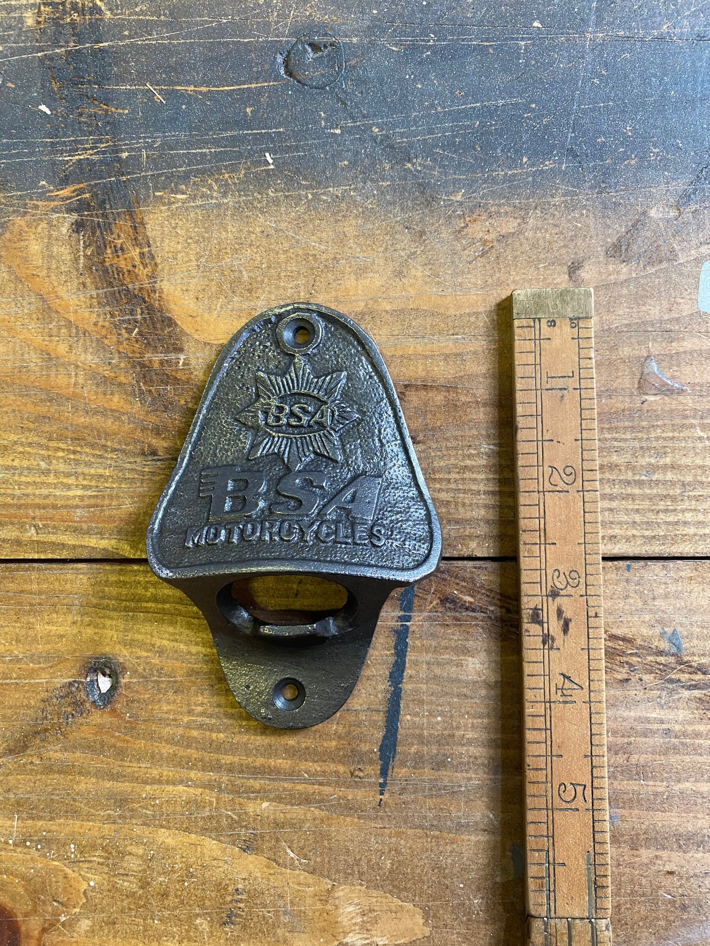 BSA Motorcycles \ Cast Iron Wall Mounted Bottle Opener \ Vintage Style Home Bar