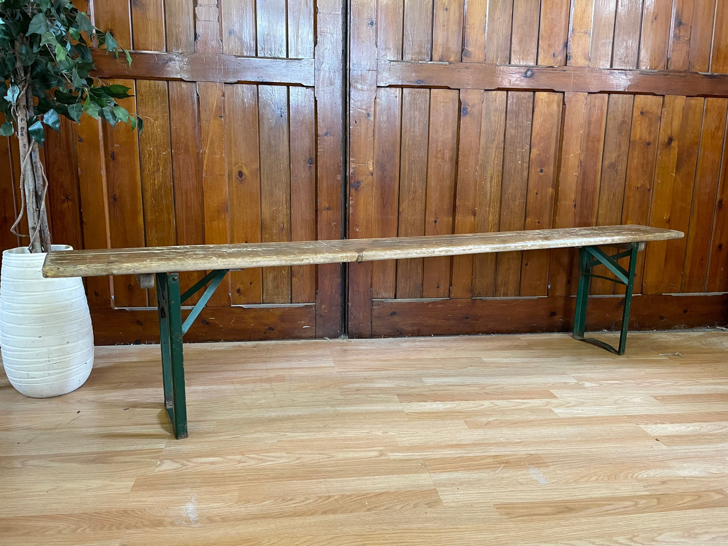 Vintage Industrial German Beer Bench \ Dining Table Bench \ 7ft Hallway Bench \ Trestle Seating