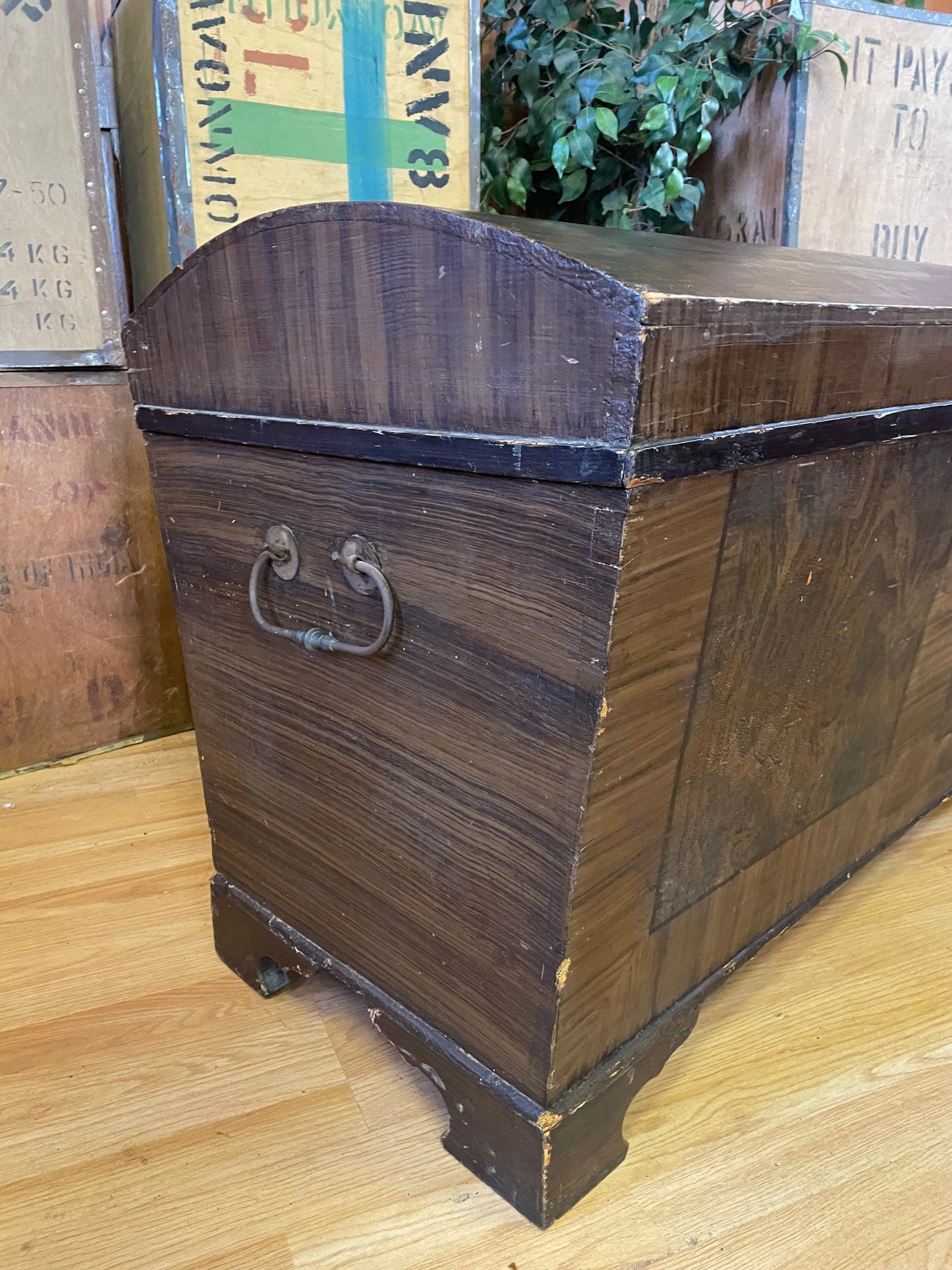 A Large Very Rustic Dutch Trunk \ Vintage Industrial Blanket Box \ Log Storage