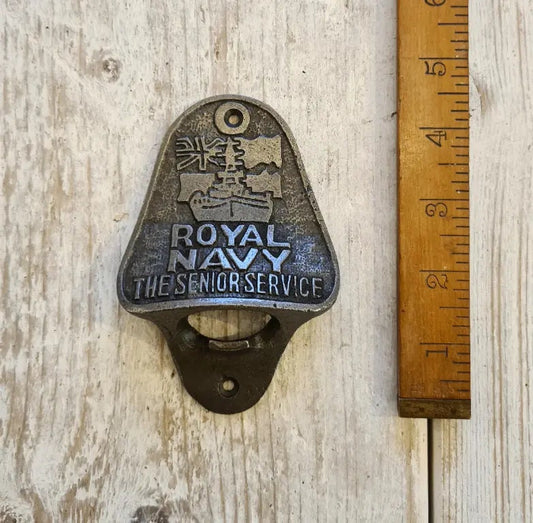 ROYAL NAVY \ Cast Iron Wall Mounted Bottle Opener \ Vintage Style Home Bar