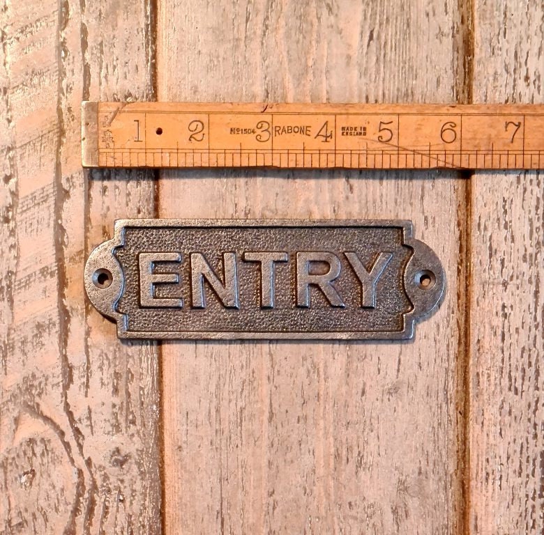 ENTRY & EXIT \ Cast Iron Rustic Metal Industrial Style Heavy Plaque Sign \ Shop Restaurant Retail