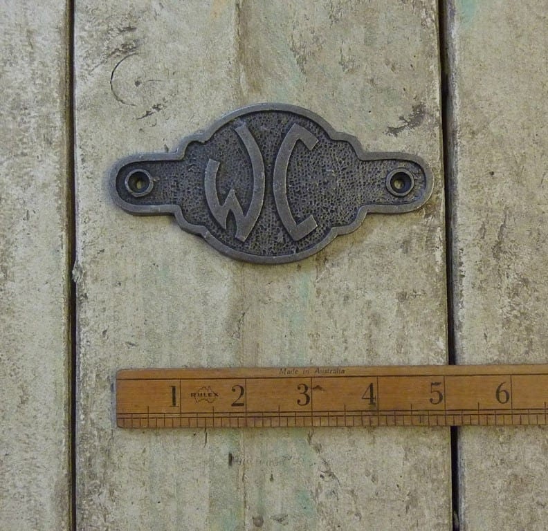 BATHROOM PLAQUES \ Cast Iron Rustic Metal Industrial Style Heavy Plaque Sign \ Bathroom Toilet