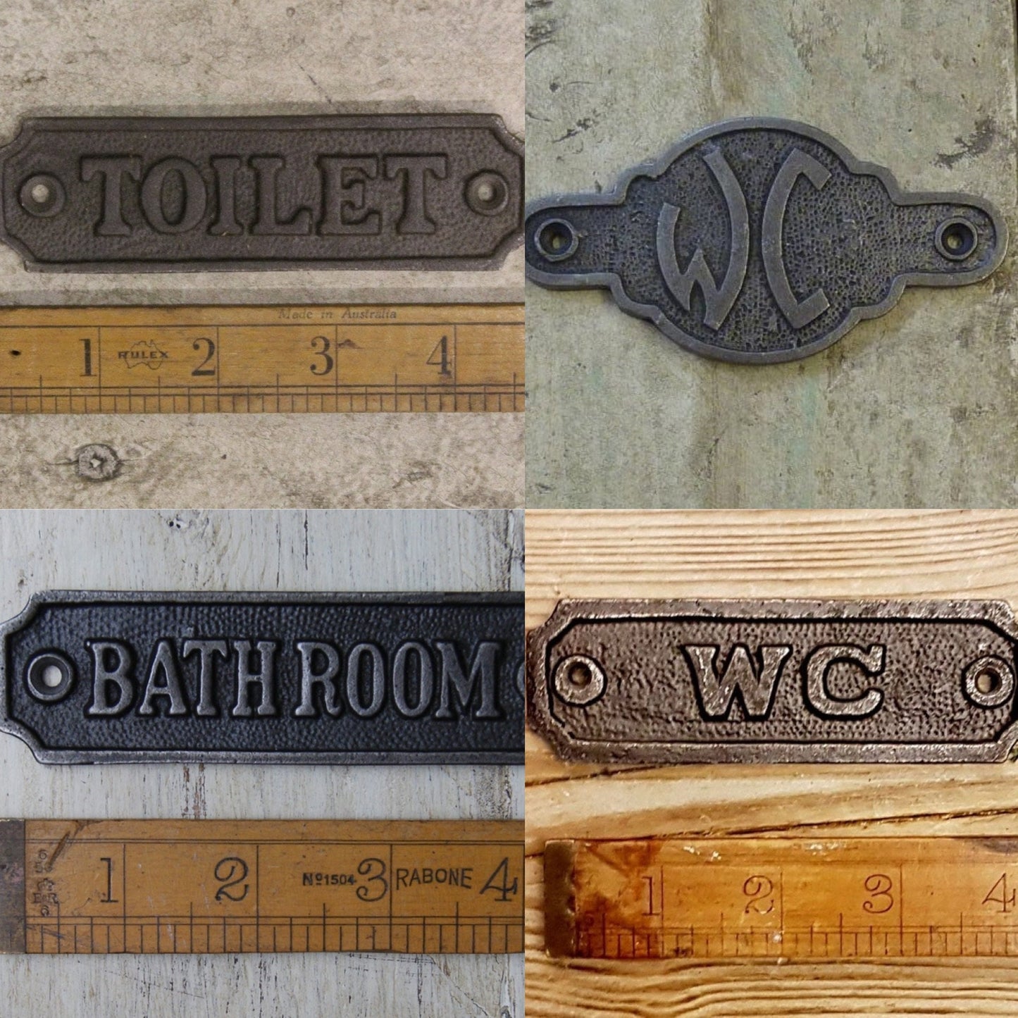 BATHROOM PLAQUES \ Cast Iron Rustic Metal Industrial Style Heavy Plaque Sign \ Bathroom Toilet