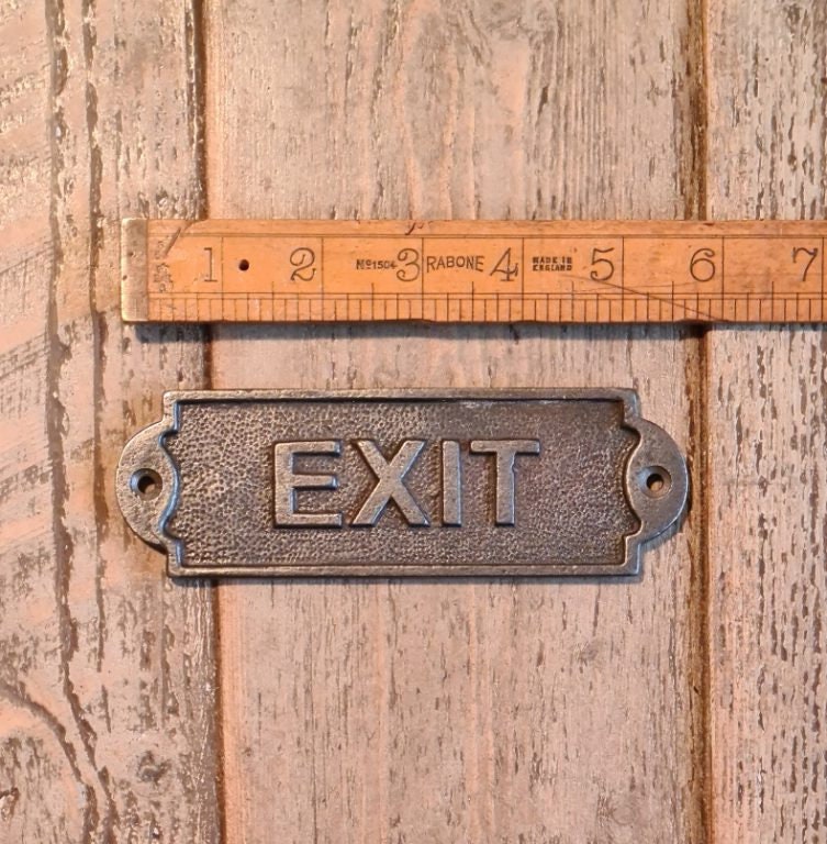 ENTRY & EXIT \ Cast Iron Rustic Metal Industrial Style Heavy Plaque Sign \ Shop Restaurant Retail