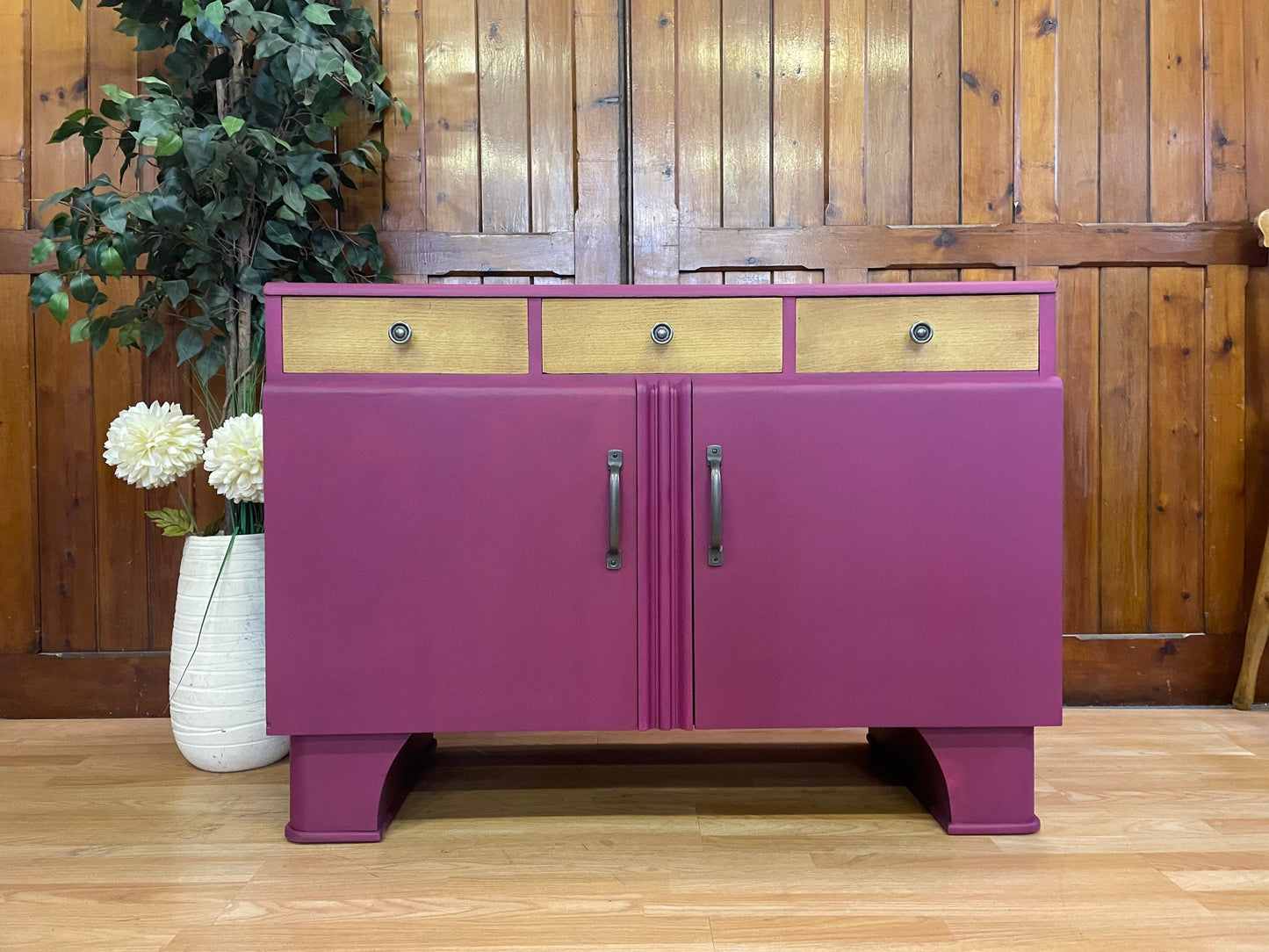 Vintage Painted Art Deco Sideboard \ Funky Drinks Cabinet \ Retro Storage