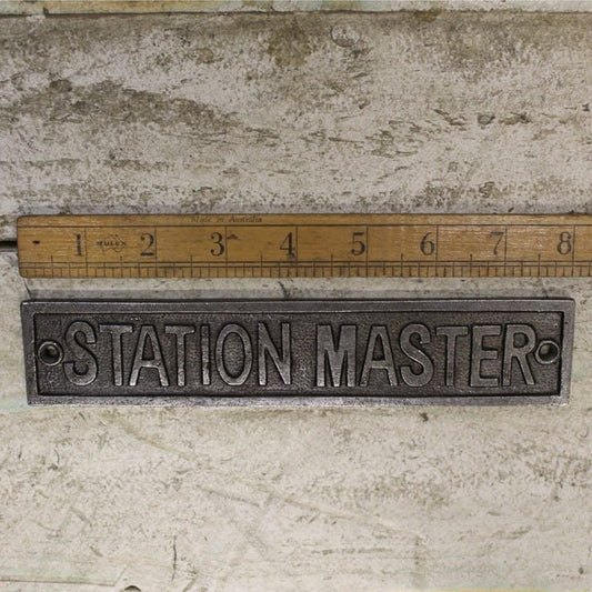 STATION MASTER \ Cast Iron Room Door Plaque \ Wall Sign \ vintage \ retro \ Industrial \ KITCHEN \ Home Decor