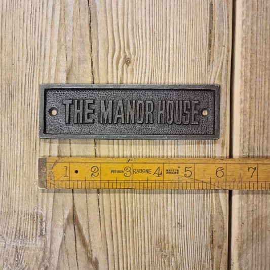 THE MANOR HOUSE \ Cast Iron Room Door Plaque \ Wall Sign \ vintage \ retro \ Industrial  \ Home Decor