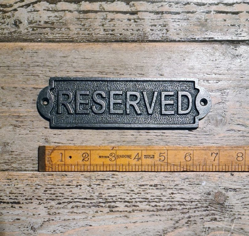 RESERVED \\ Cast Iron Room Door Plaque \\ Wall Sign \\ vintage \\ retro Industrial