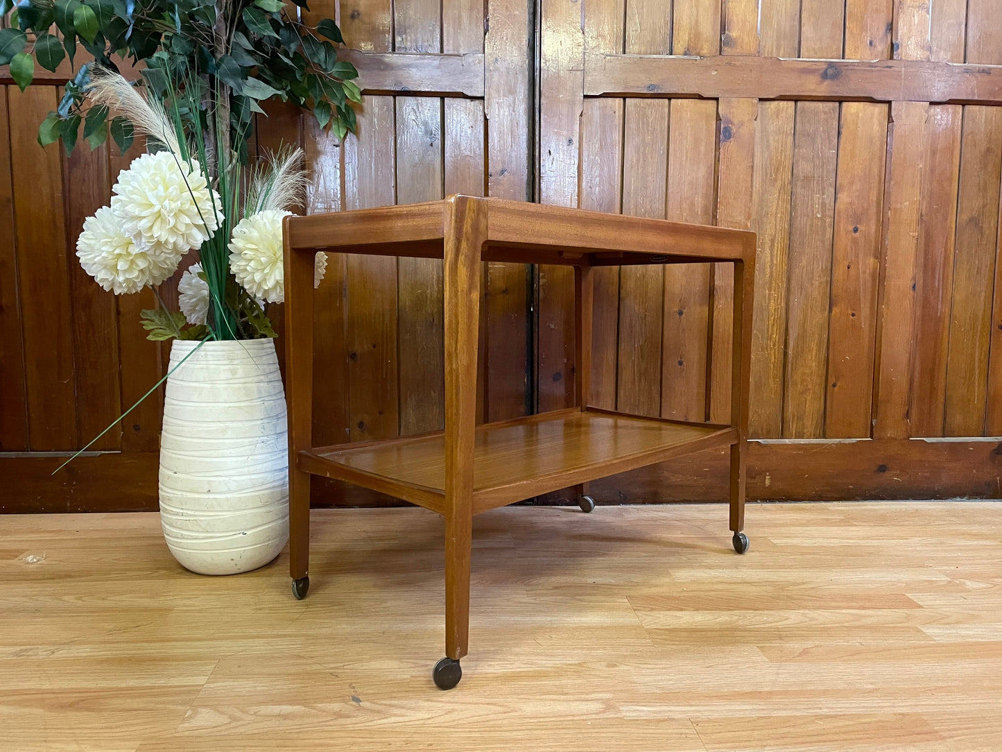 Retro Teak Tea Trolley by Remploy \ End Lamp Table \ Drinks Trolley