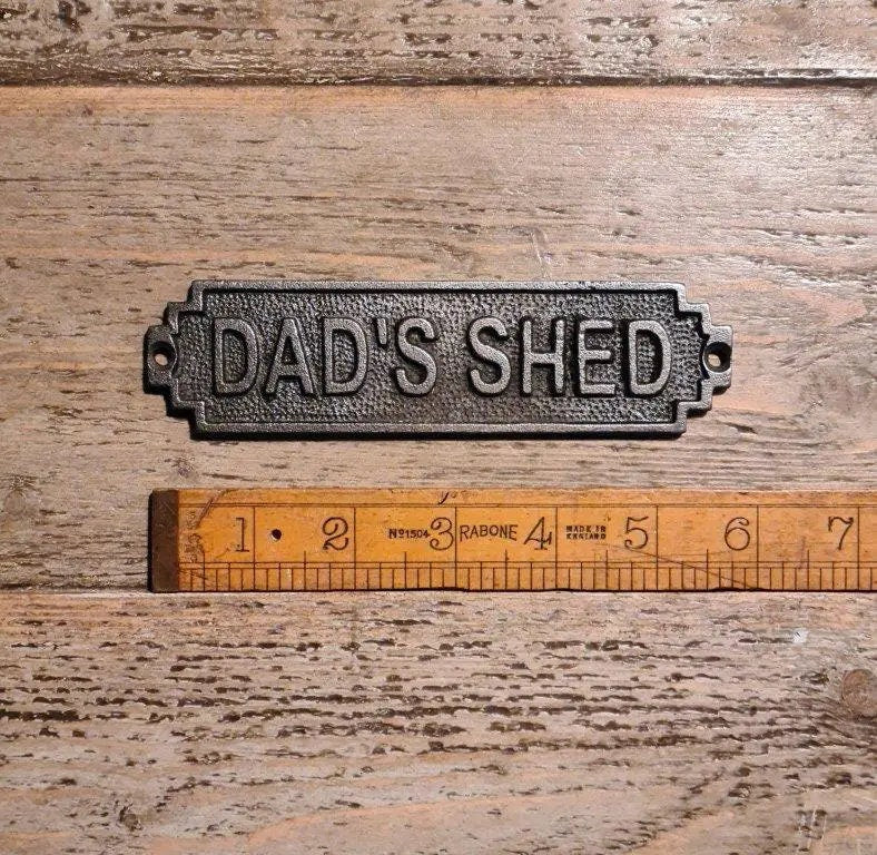 DAD'S SHED \ Cast Iron Room Door Plaque \ Vintage Style Industrial Retro Wall Sign