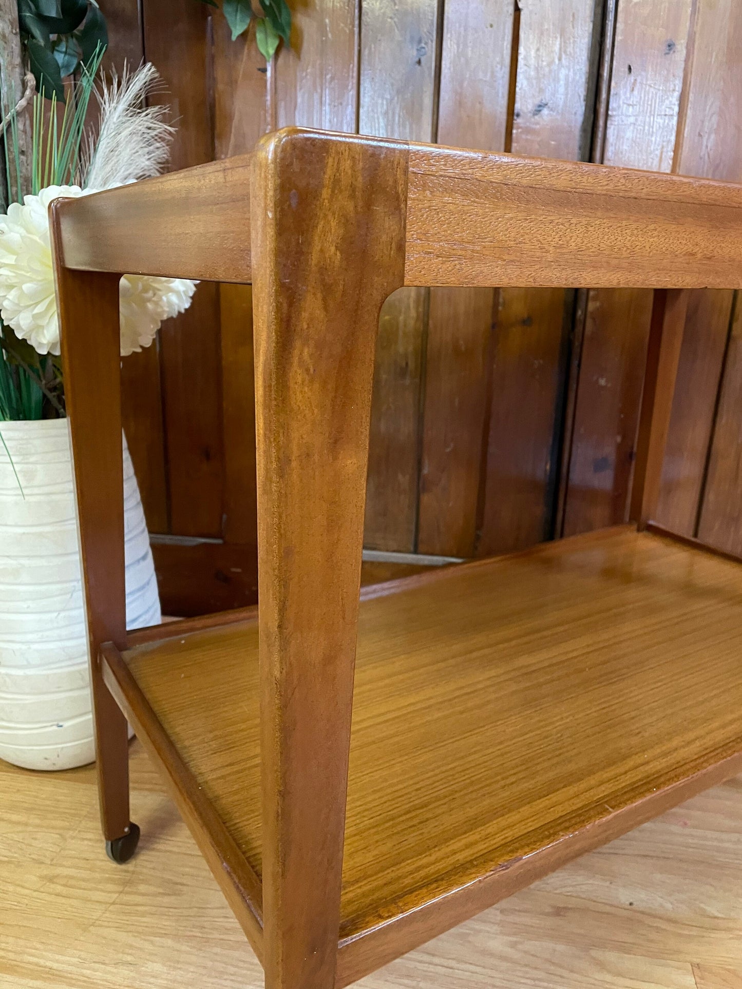 Retro Teak Tea Trolley by Remploy \ End Lamp Table \ Drinks Trolley