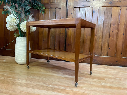 Retro Teak Tea Trolley by Remploy \ End Lamp Table \ Drinks Trolley