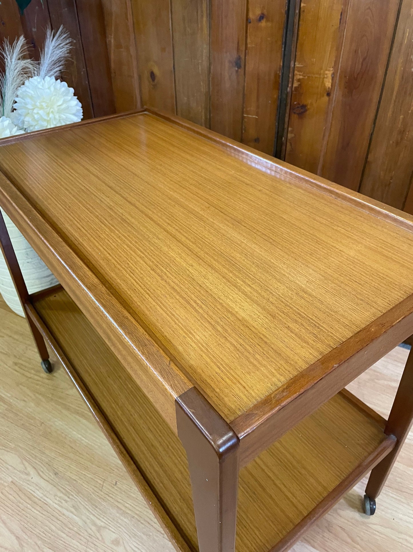 Retro Teak Tea Trolley by Remploy \ End Lamp Table \ Drinks Trolley