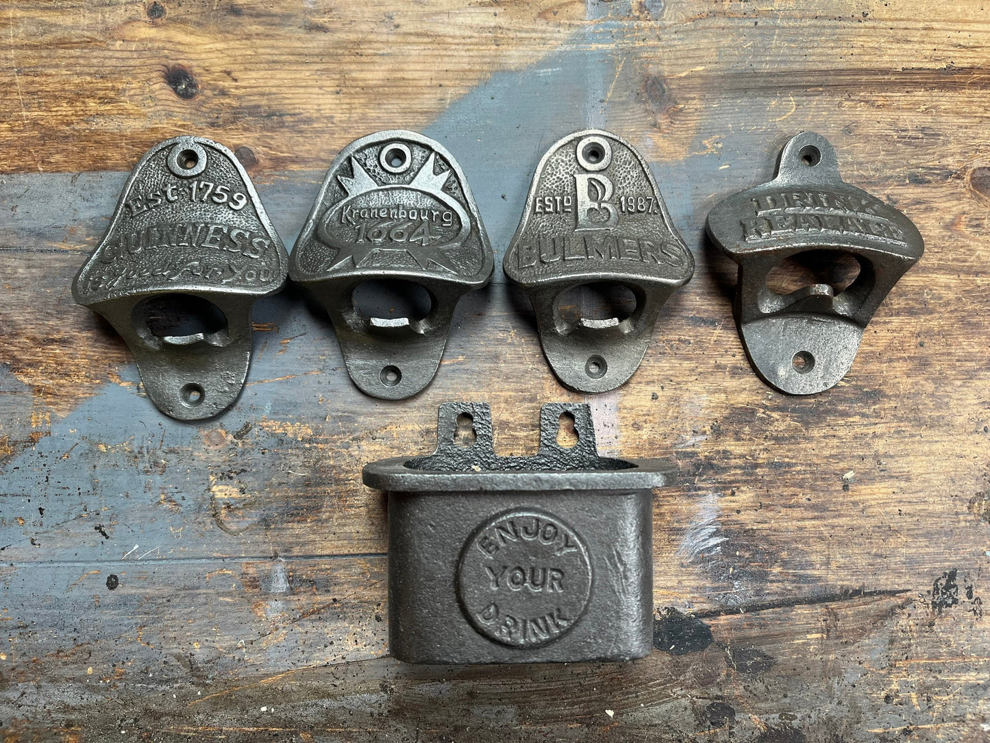 Cast Iron Bottle Opener \ With Cap Catcher \ Wall Mounted \ Vintage Gift Home Bar \ Different Designs Available