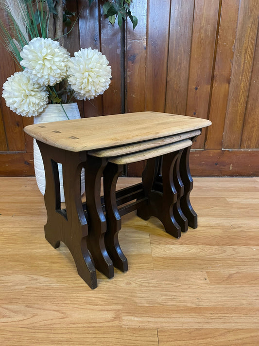 Vintage Ercol Elm Nest of Tables \ Vintage Coffee Table \ Retro Side Table