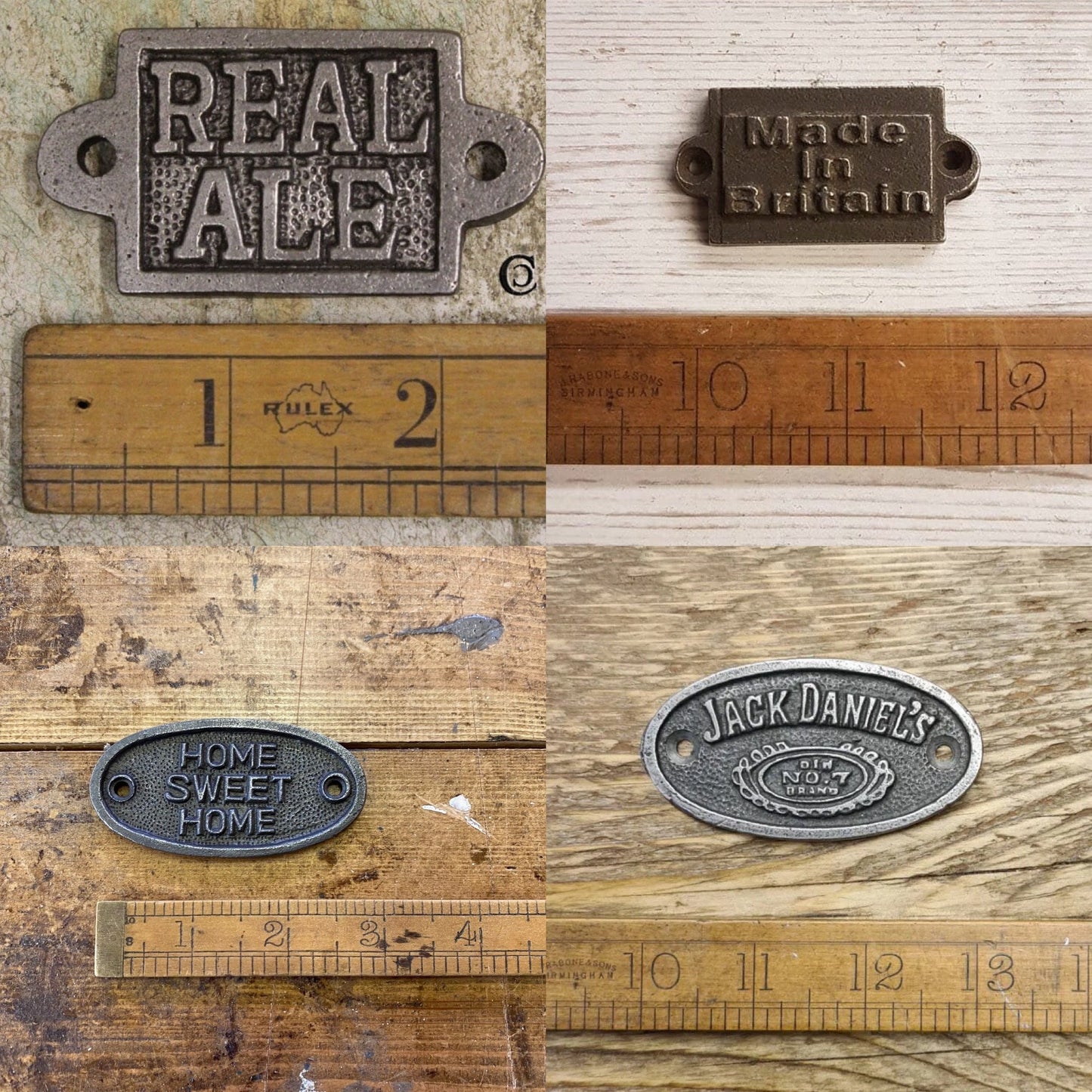 PETITE PLAQUES \ \ Cast Iron Rustic Metal Industrial Style Heavy Plaque Sign \ Vintage Style Industrial Retro Wall Sign Toilet